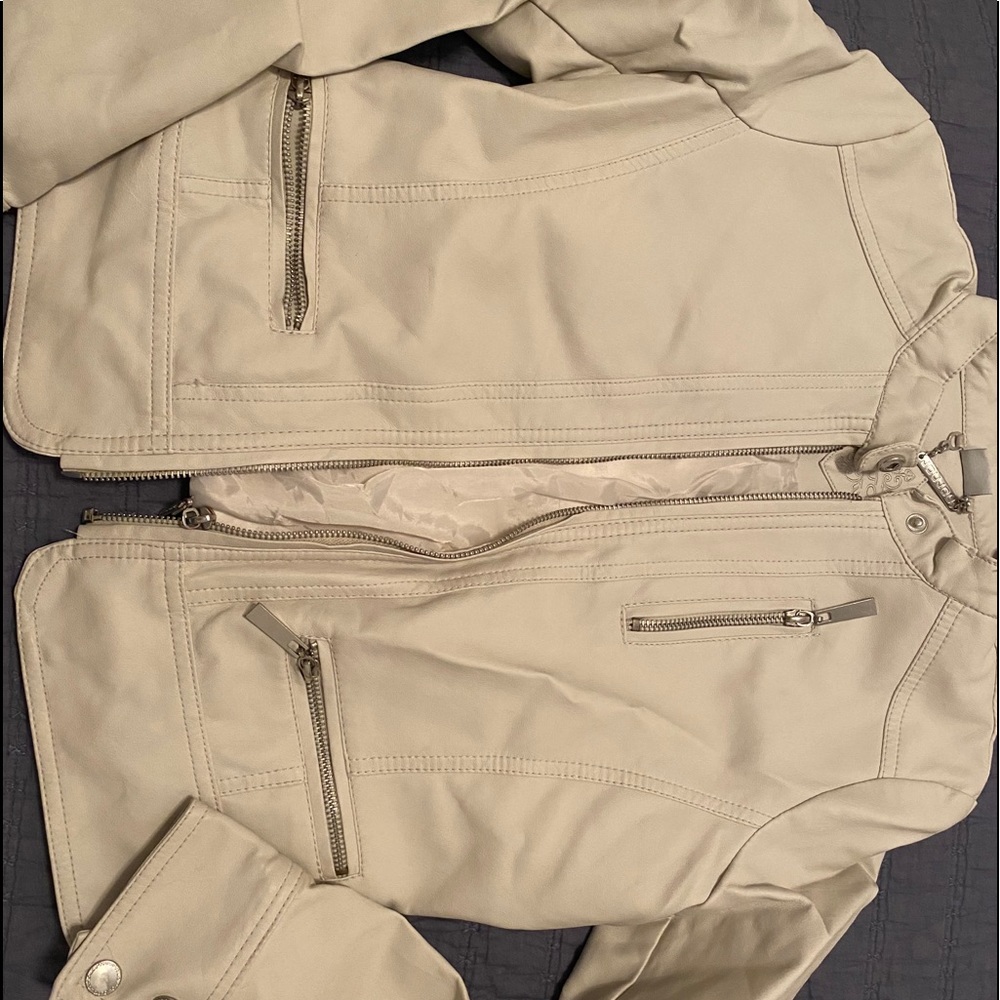 Jou jou faux leather cream jacket new without tags